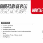 Cronograma de pago a estatales correspondiente al mes de noviembre