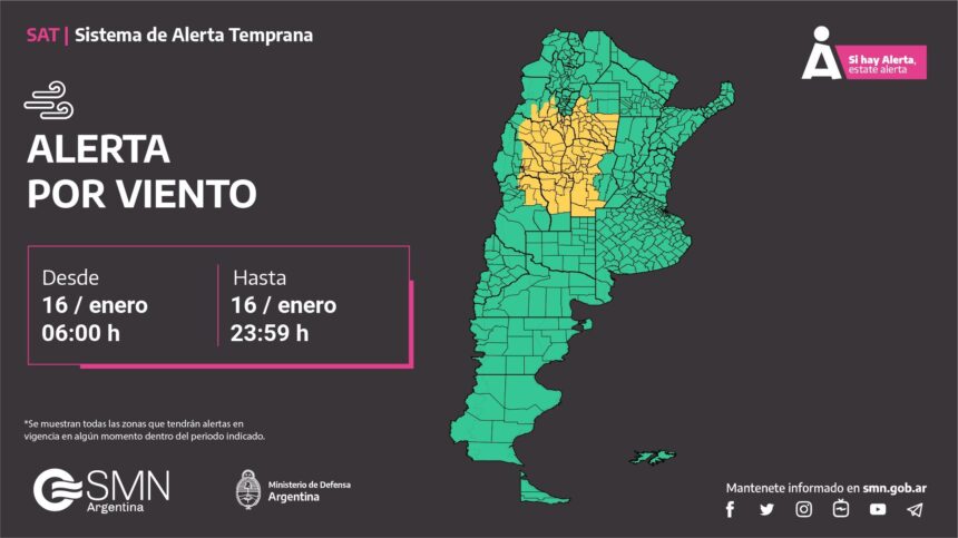 Alerta amarilla por fuertes vientos para La Rioja Alerta amarilla por fuertes vientos para La Rioja