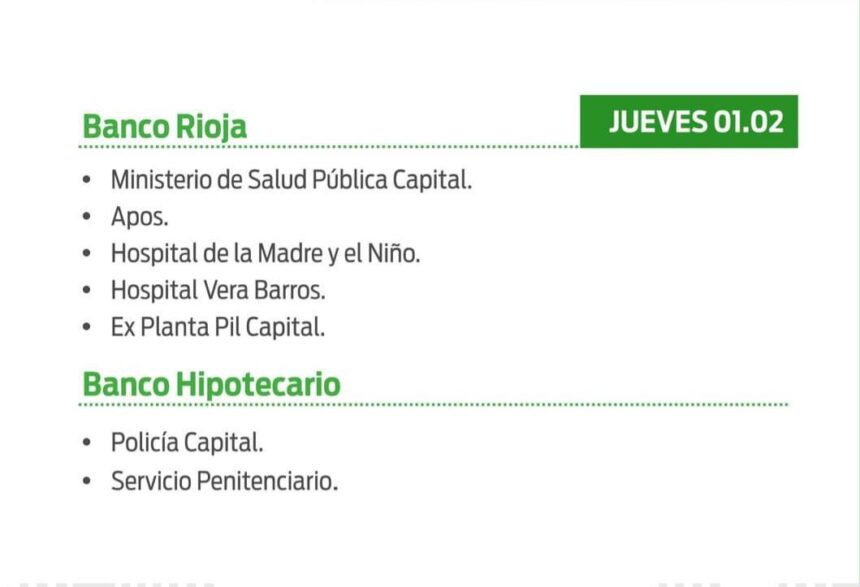 El 1 de febrero inicia el cronograma de pago para empleados estatales El 1 de febrero inicia el cronograma de pago para empleados estatales