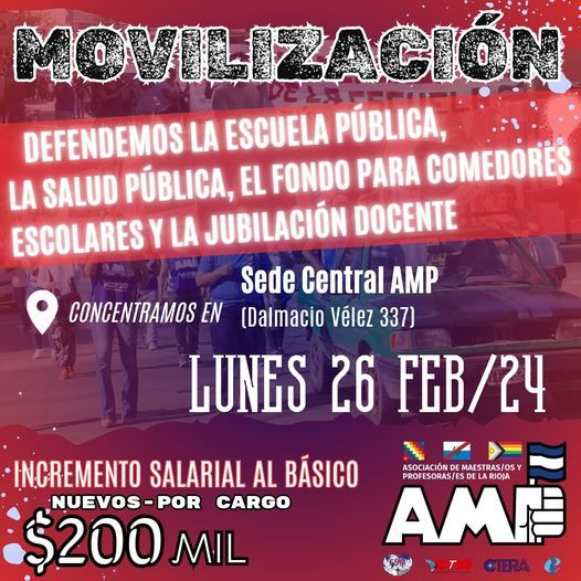La Asociación de Maestros y Profesores se movilizará este lunes 26 de Febrero La Asociación de Maestros y Profesores se movilizará este lunes 26 de Febrero