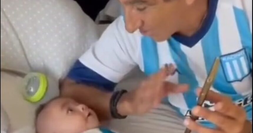 El tierno video donde Costas le transmite su pasión por Racing a Gustavito, su bebé
