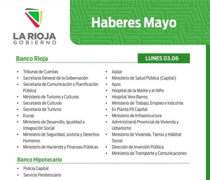 Este lunes 3 de mayo comienza el cronograma de pago para empleados estatales Este lunes 3 de mayo comienza el cronograma de pago para empleados estatales