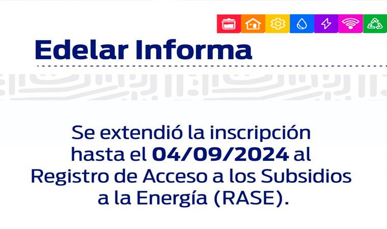 Se prorrogó hasta el 4 de septiembre la inscripción a la Segmentación Tarifaria Se prorrogó hasta el 4 de septiembre la inscripción a la Segmentación Tarifaria