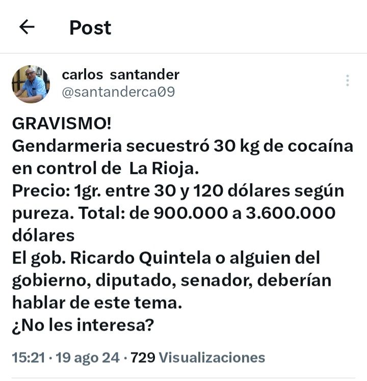Carlos Santander en Fénix: “El valor de un gramo de cocaína equivale entre 30 a 120 dólares” Carlos Santander en Fénix: “El valor de un gramo de cocaína equivale entre 30 a 120 dólares”