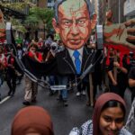 Miles de personas protestan en Manhattan antes del discurso de Netanyahu en la ONU