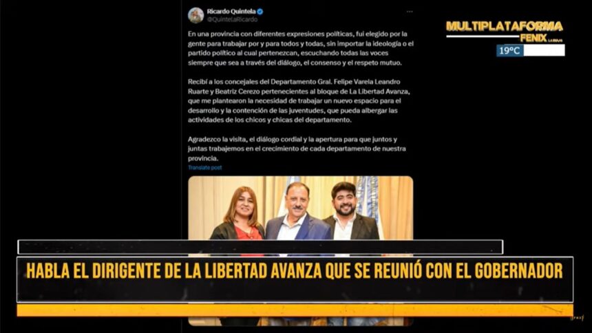 Habló en Fénix el dirigente de La Libertad Avanza que se reunió con el gobernador