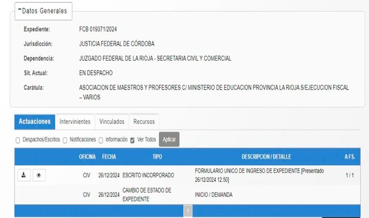 La Rioja: AMP demanda al Ministerio de Educación por ejecución fiscal La Rioja: AMP demanda al Ministerio de Educación por ejecución fiscal