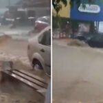 Temporal en Santa Rosa de Calamuchita: inundaciones en calles, casas y autos arrastrados